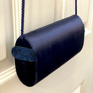 La Regale beautiful dark blue mini shoulder purse, very chic and stylish.